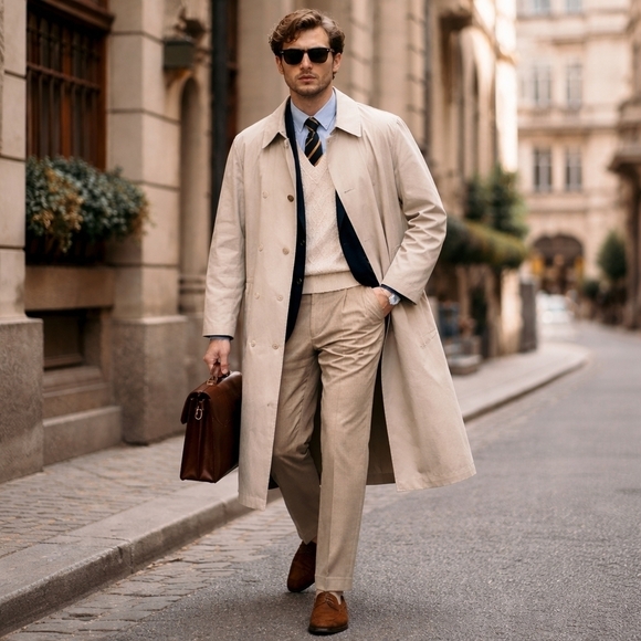Nordstrom Other - Vintage Nordstrom Classic Tan Cotton Blend Trench Coat‎ Size 40R Preppy Retro